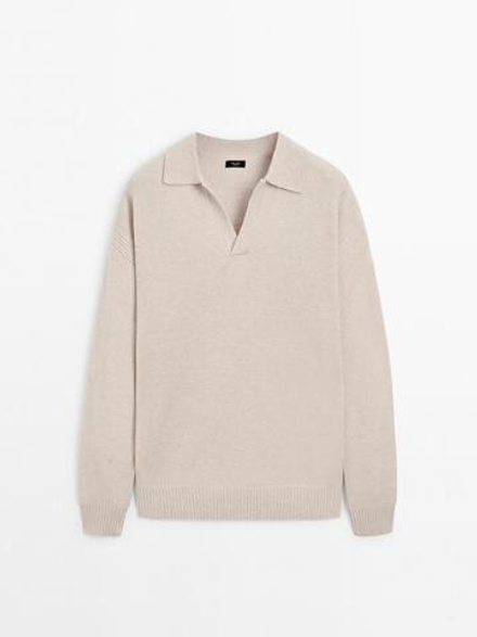 Massimo Dutti Свитер из смесовой шерсти, бежевый