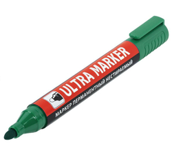 Маркер перманентный ULTRA MARKER, ЗЕЛЕНЫЙ, 3,5 мм, с клипом, BRAUBERG, 152207