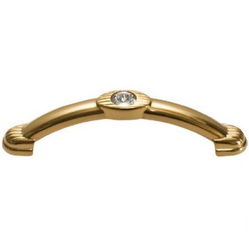 Ручка-скоба 96мм, отделка золото + горный хрусталь