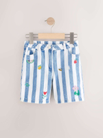 Шорты джинсовые с вышивкой для девочки Next E35-578, Синий, Белый