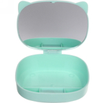 Зеркало настольное с органайзером для косметики «Beauty - Cat», цвет мятный, 17*13*6,5см