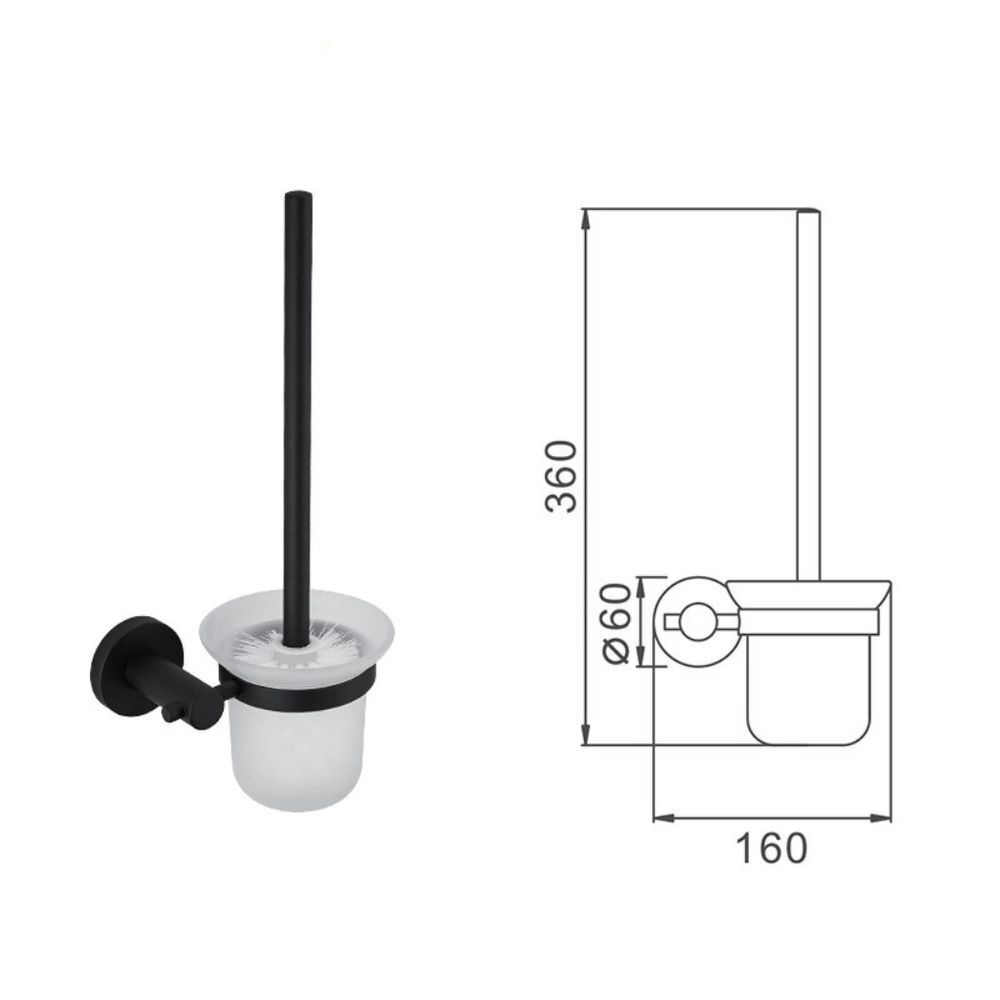 Ерш для туалета Frap, подвес, стекло, нержавеющая сталь, чер, F30210