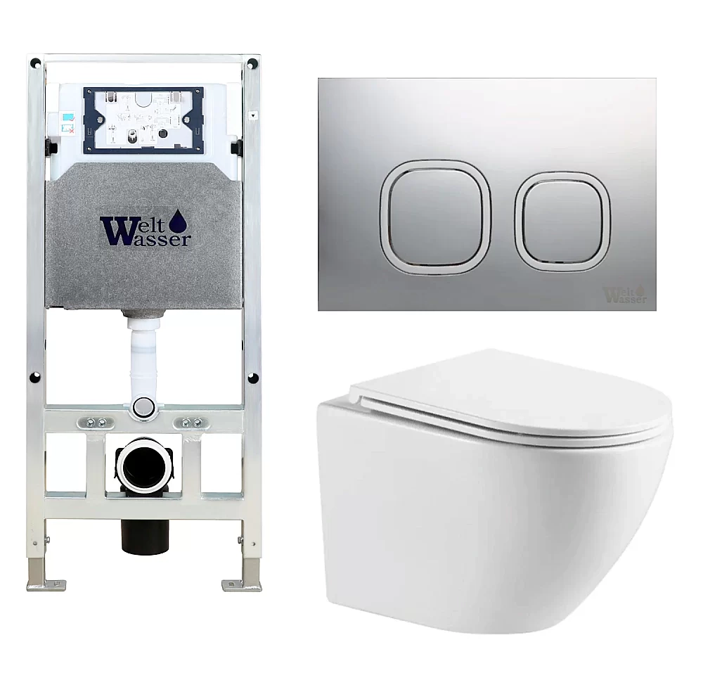 Унитаз с инсталляцией WeltWasser AMBERG 506 ST + MERZBACH 043 MT-WT + AMBERG RD-CR