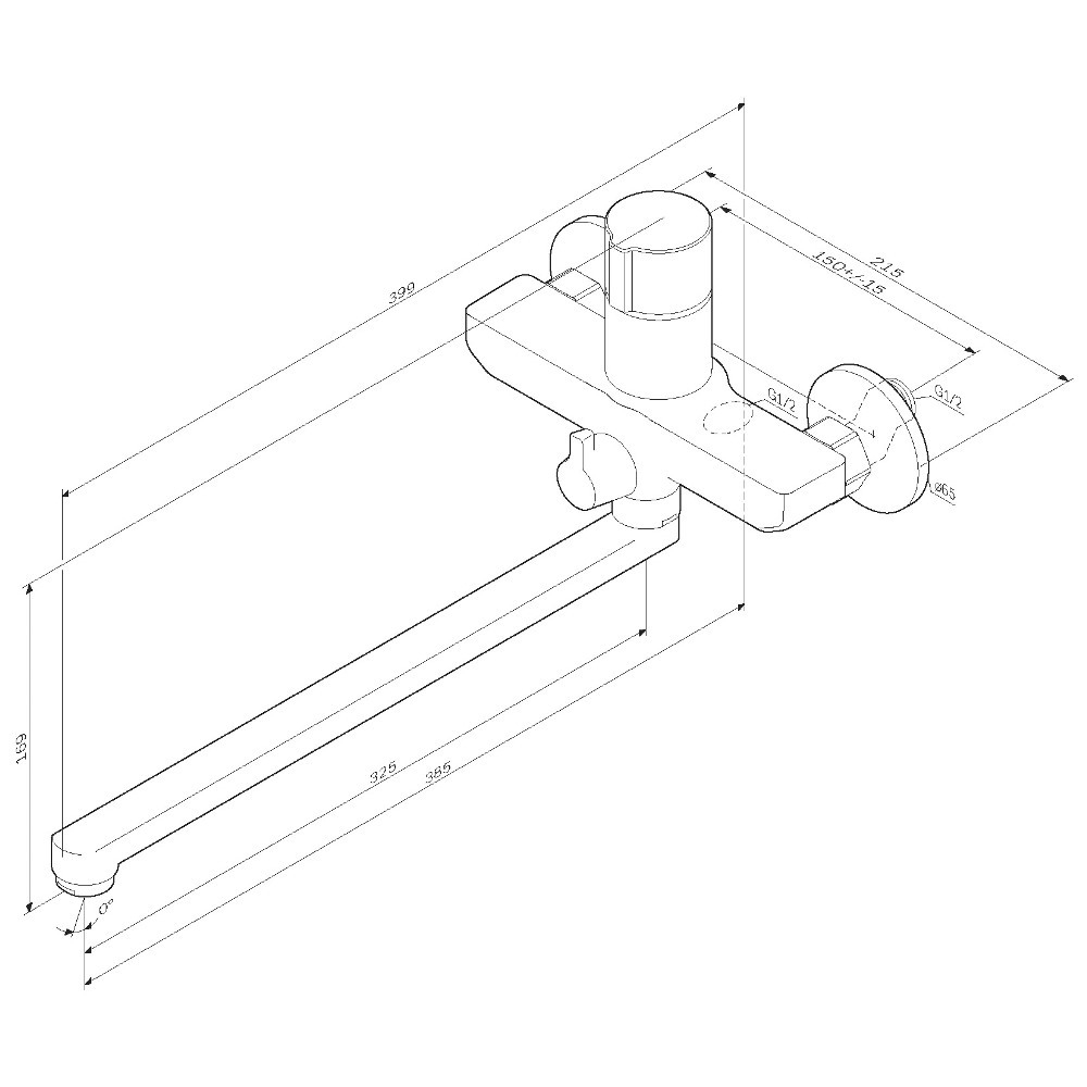 Смеситель для ванны и душа, нажимной TouchReel с длинным изливом AM.PM X-Joy F85A90500 Хром