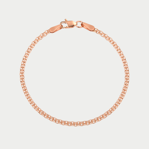Браслет полновесный цепной из розового золота 585 пробы с плетением "Бисмарк" без вставок (арт. НБ 12-040 0.35)