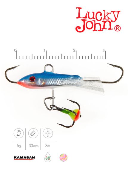 Балансир Lucky John CLASSIC 3 с тр. 30мм/15H блистер