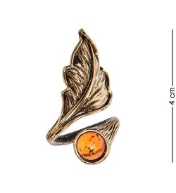 AM-2468 Кольцо «Лист Дуба» (латунь, янтарь)