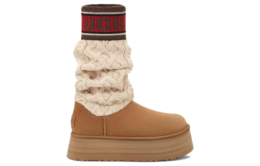 UGG Classic Sweater Letter Boot Chestnut Women"s