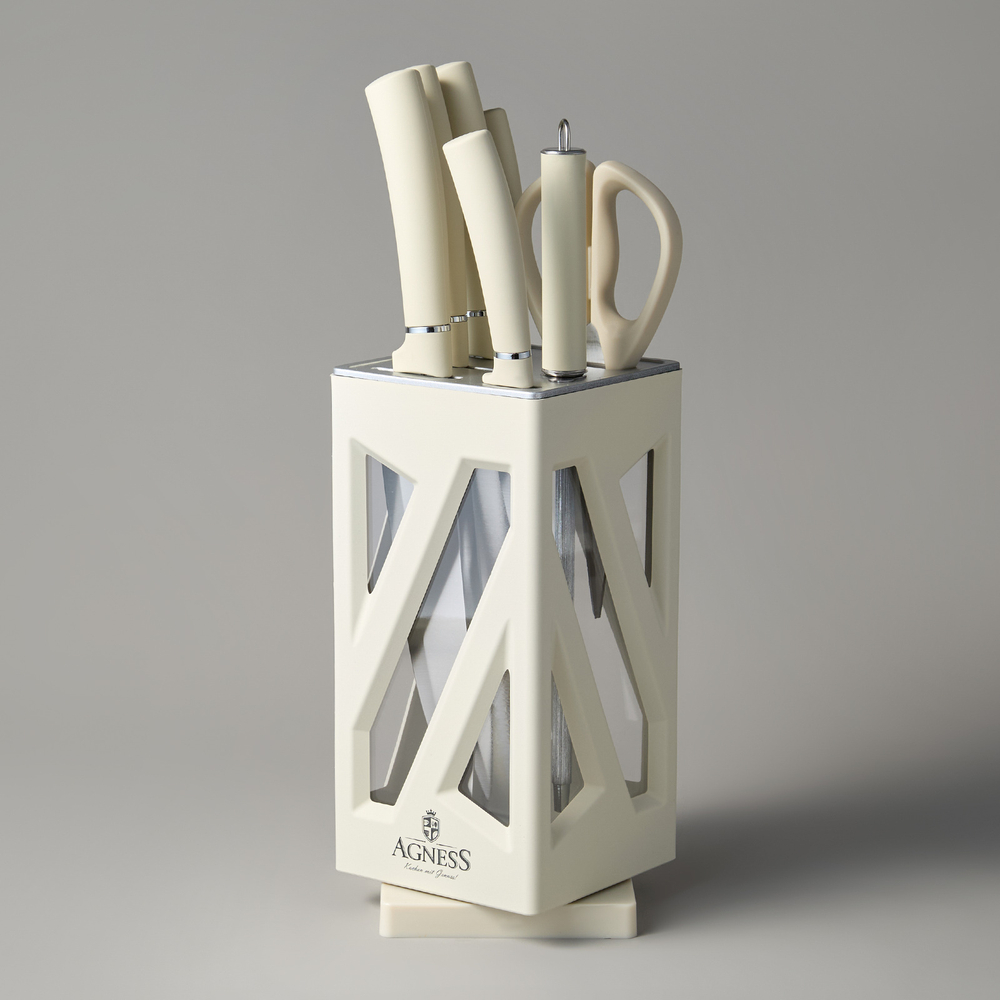 Набор ножей Agness на пласт.вращающейся подставке 8предм