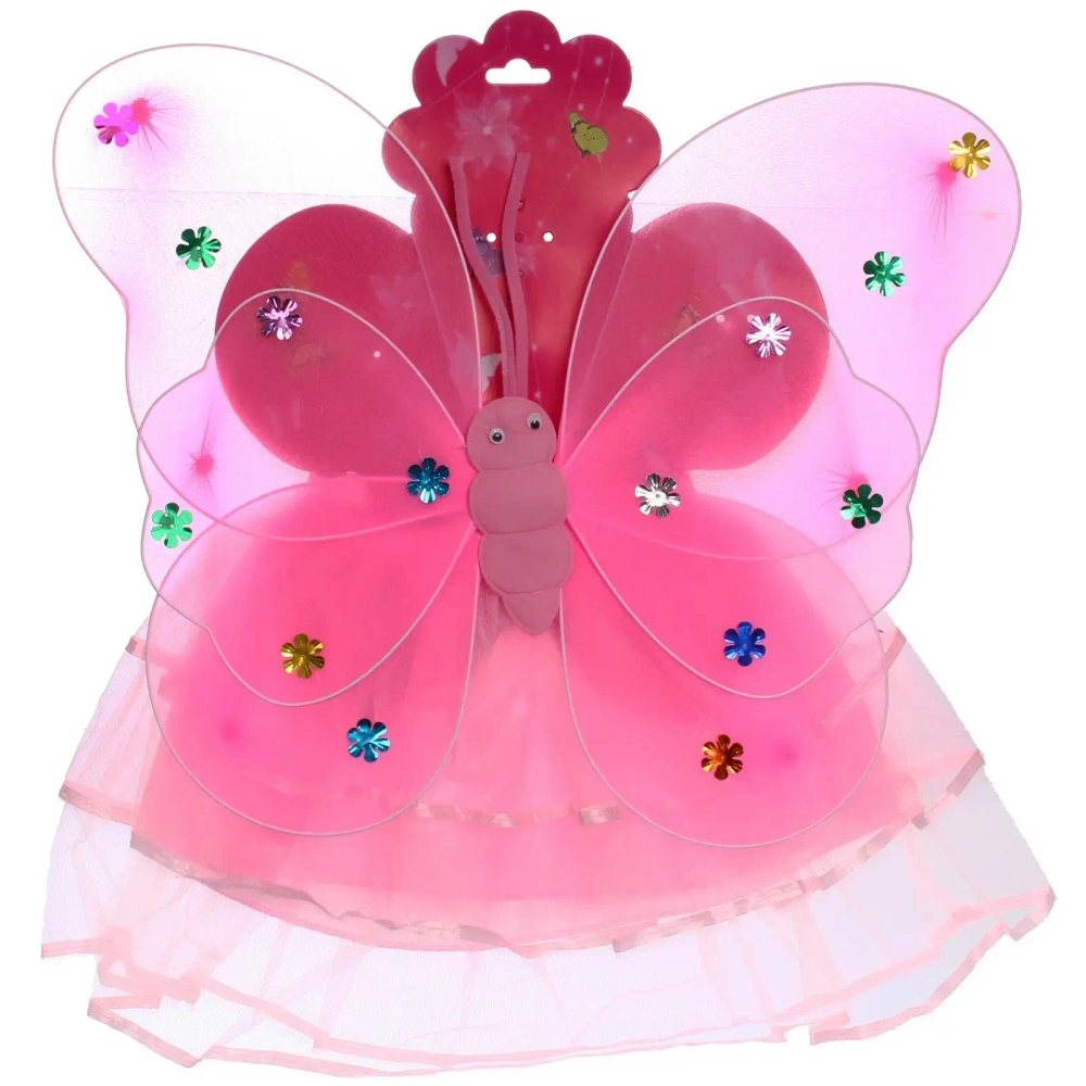 Карнавальный костюм «Волшебная сказка» (юбка, крылья, волшебная палочка, ободок), Розовый