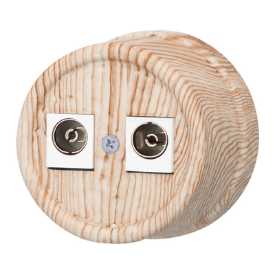 Розетка телевизионная двойная, оконечная, пластик, карельская сосна B1-306-13