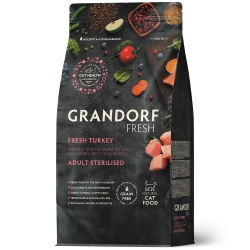 Grandorf Fresh, Fresh Turkey, Adult Sterilised для стерилизованных или пожилых кошек (Свежее мясо индейки с бататом)