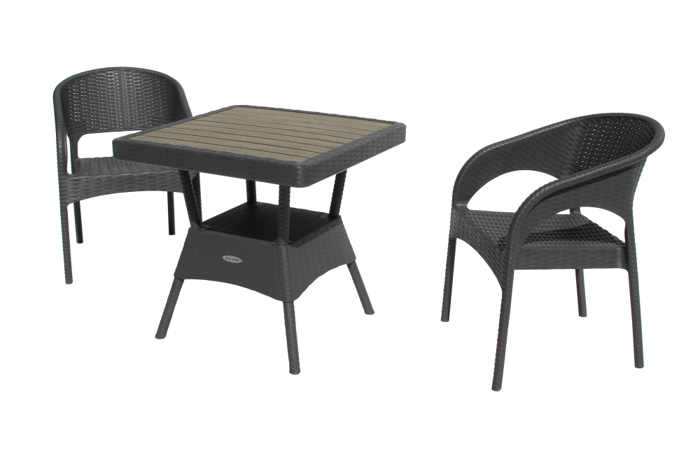 Набор мебели Элластик-Пласт Ola Dom (2стула+стол 76x76см) (антрацит)