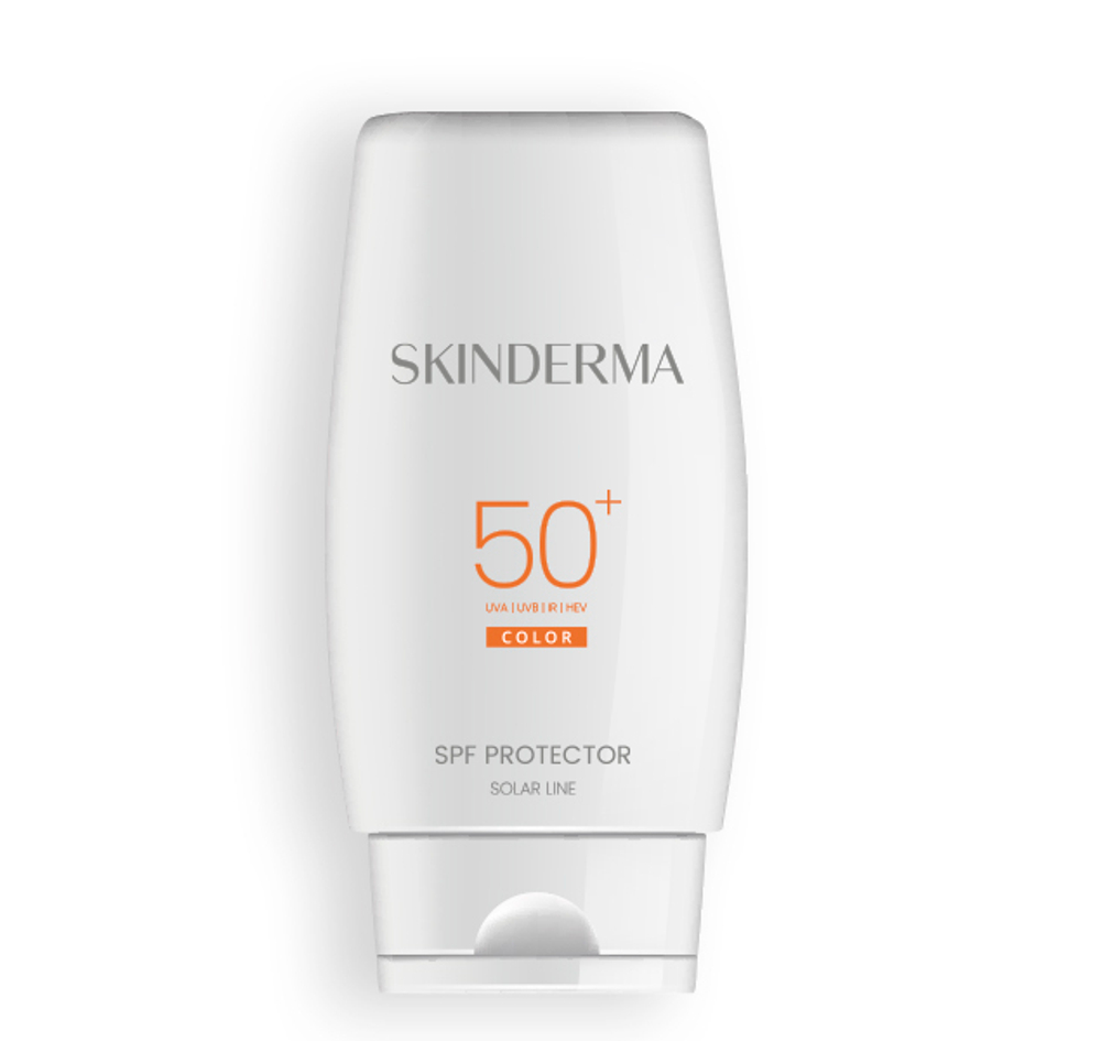 SPF Protector 50+ Color SKINDERMA - Фотозащитный крем SPF 50 c универсальным оттенком, 50 мл