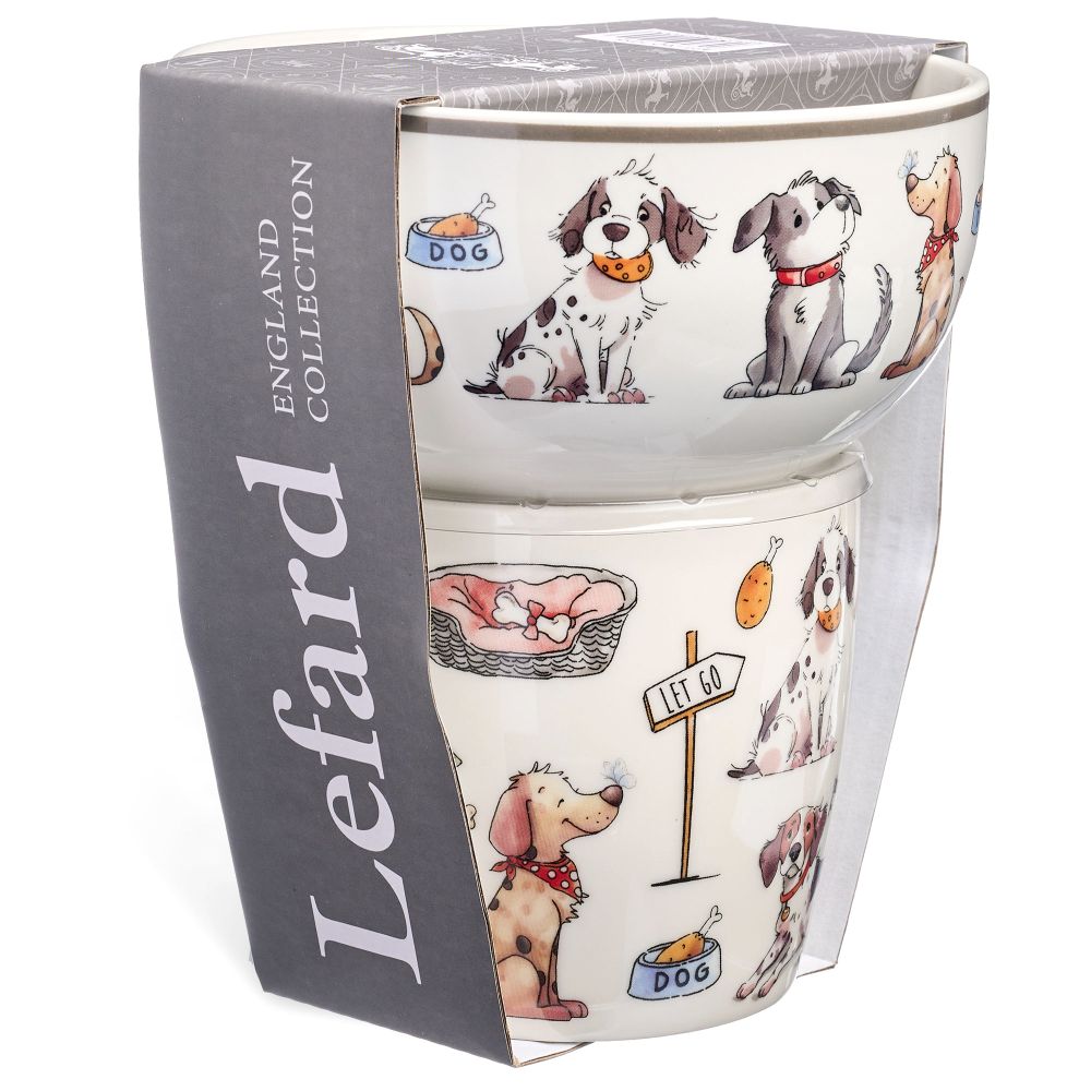 НАБОР ДЛЯ ЗАВТРАКА LEFARD "DOGS", 2 ПР.: САЛАТНИК 500МЛ, КРУЖКА 345МЛ