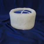 Кубанка овчина натуральная белая, верх синий