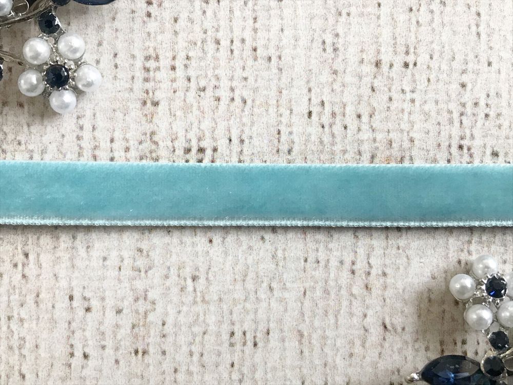 Лента бархатная, ш. 1 см, небесно-голубой