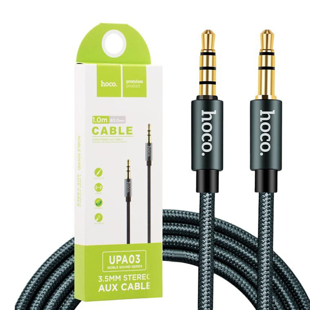 Кабель AUX [3.5 mm - 3.5 mm] Hoco UPA-03 (оплетка ткань) Серебро