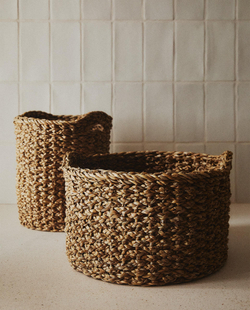 Zara Home Корзина из морской травы, цвет бежевый, 25 см