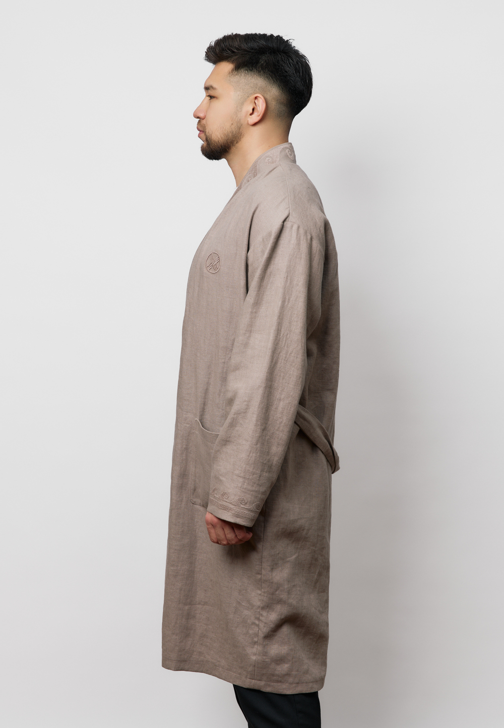 Шапан льняной длинный OYU TOLQYN BEIGE