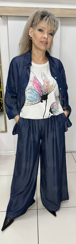 Брючный итальянский костюм из тенселя