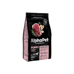 Корм сухой для щенков крупных пород до 6 мес AlphaPet Superpremium с говядиной и рубцом, 3кг