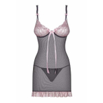 Графитовая сорочка с розовым кружевом Dovelia Chemise (46-48) (Цвет: серый, розовый)