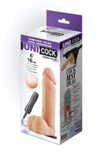 Фаллическая насадка Харнесс UNICOCK 6 с вибрацией - 18 см. (Цвет: телесный)