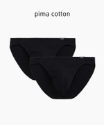 Мужские трусы слипы мини Atlantic, набор из 2 шт., пима хлопок, черные, Basic 2BMP-014