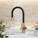 Смеситель для кухни Sancos Lucia с гибким изливом, цвет брашированное золото/черный, PVD покрытие, арт. SC4004BG