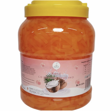 ПЕРСИК желе (кусочки кокоса в персиковом сиропе) банка 2,8 кг