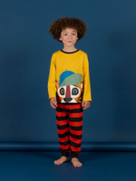 Футболка с длинным рукавом + брюки трикотажные + сумка DPAM Желтый/Оранжевый/Черный/Термопринт: голова тигра (Мальчик)