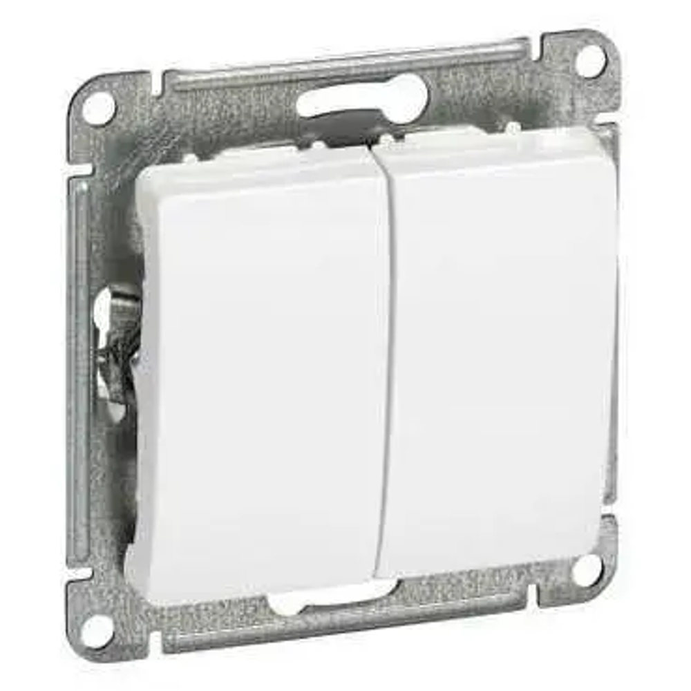 GLOSSA 2-клавишный ВЫКЛЮЧАТЕЛЬ, сх.5, 10АХ, механизм, БЕЛЫЙ
