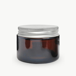 Комплект: Банка стекло 50 мл коричневая для крема с серебряной алюминиевой крышкой