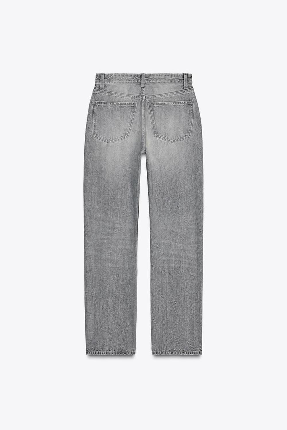 ZARA ДЖИНСЫ TRF ПРЯМОГО КРОЯ СО СРЕДНЕЙ ПОСАДКОЙ, СВЕТЛО-СЕРЫЙ