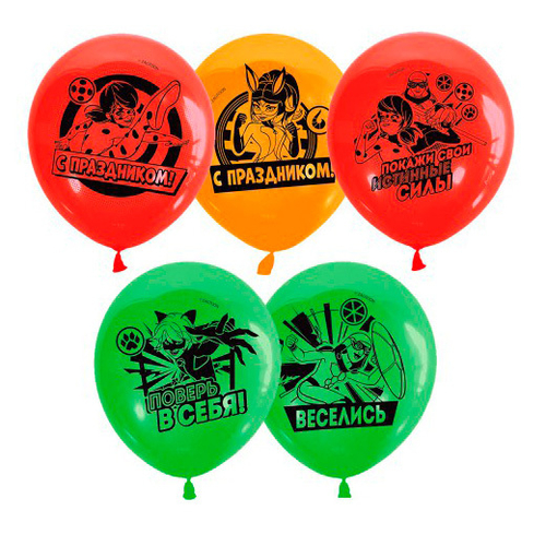 Шар 12" Ассорти Леди Баг и Супер-Кот ND PLAY 5 шт