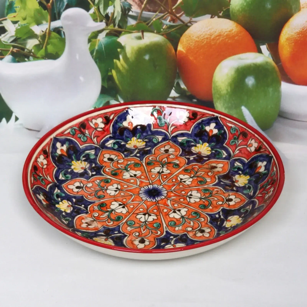 Тарелка глубокая 24см Qora galam микс Риштанская Керамика