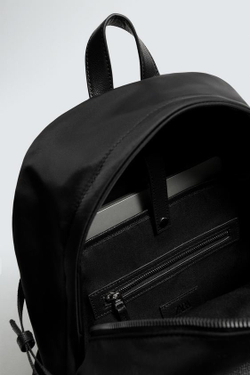 ZARA РЮКЗАК ИЗ ТЕХНИЧЕСКОЙ ТКАНИ С МНОЖЕСТВОМ КАРМАНОВ, ЧЕРНЫЙ