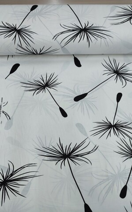 Ткань ранфорс (поплин люкс) "Одуванчики на белом"
