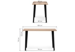 Стол Денвер Лофт 120х60х75 25 мм дуб светлый делано / черный матовый