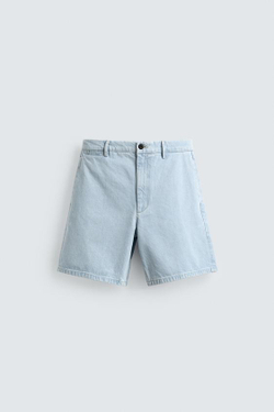 ZARA ДЖИНСОВЫЕ ШОРТЫ-ЧИНОСЫ, ГОЛУБОЙ