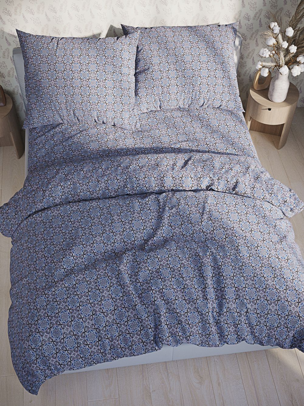 Наволочка комплект 2шт перкаль Сказка "Султан" 50x70 см на молнии