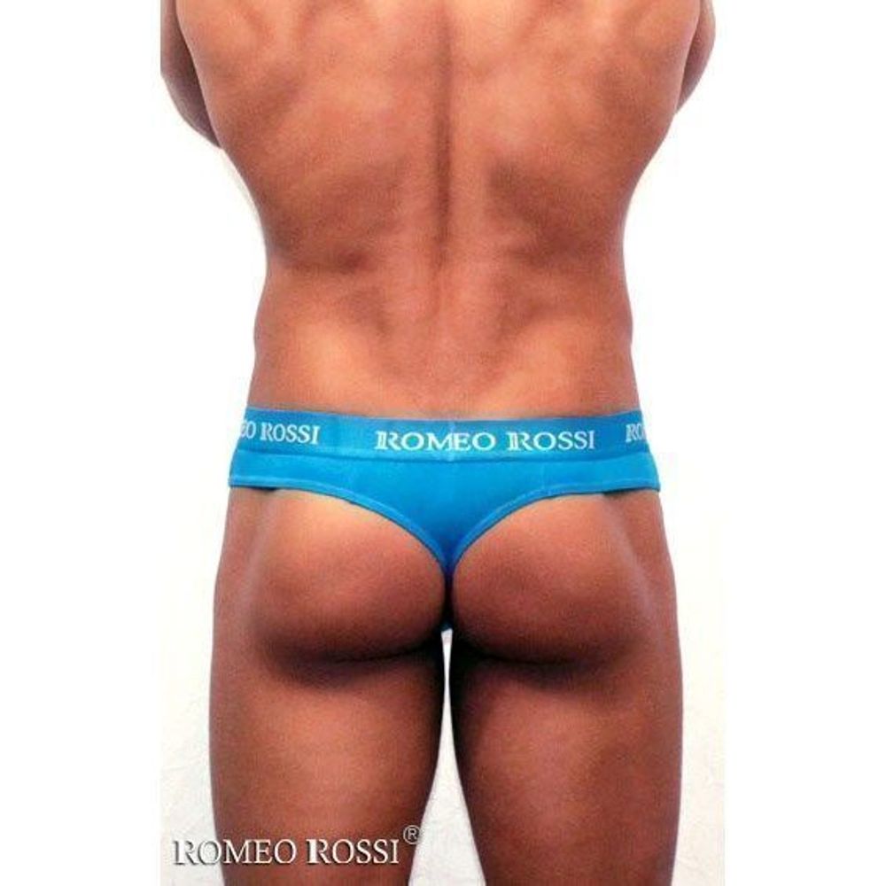 Мужские трусы стринги c резинкой Romeo Rossi бирюзовые RR1006-10