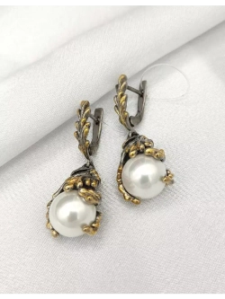 Серьги жемчуг серебро 925