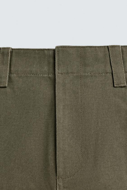 ZARA БРЮКИ ЧИНОС RELAXED FIT С ХЛЯСТИКАМИ, ХАКИ