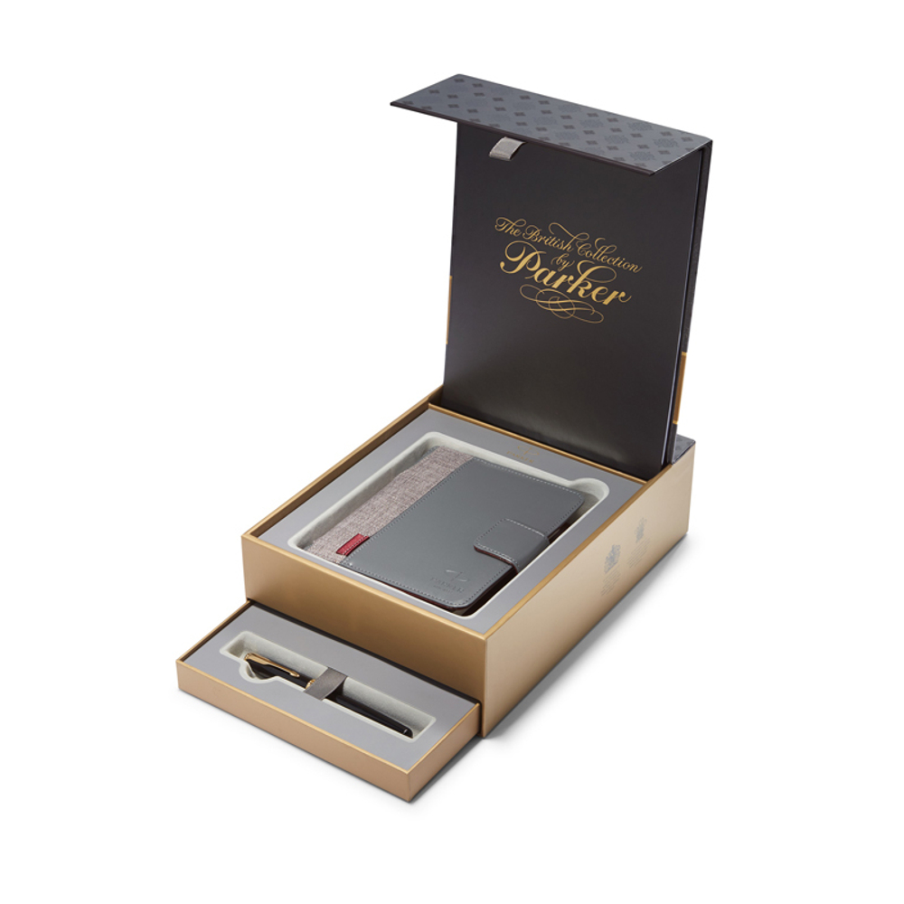 Подарочный набор Parker: Перьевая ручка Parker Sonnet c блокнотом и органайзером