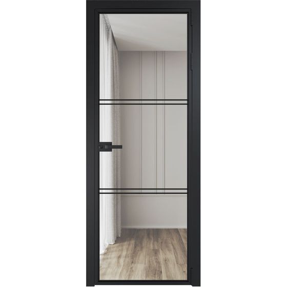 Алюминиевая дверь 3AX чёрная матовая RAL9005 стекло прозрачное