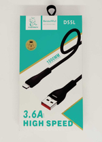 Кабель USB - Lightning DENMEN D55L 2.4A (черный) 1м