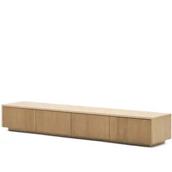 Тумба под ТВ Helvine с 4 ящиками из дубового шпона и закаленного стекла, 200 x 40