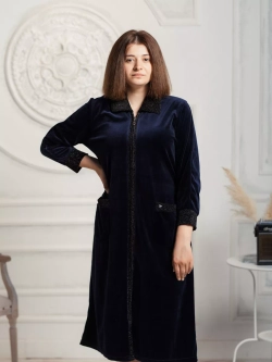 Халат теплый велюр длинный на замке